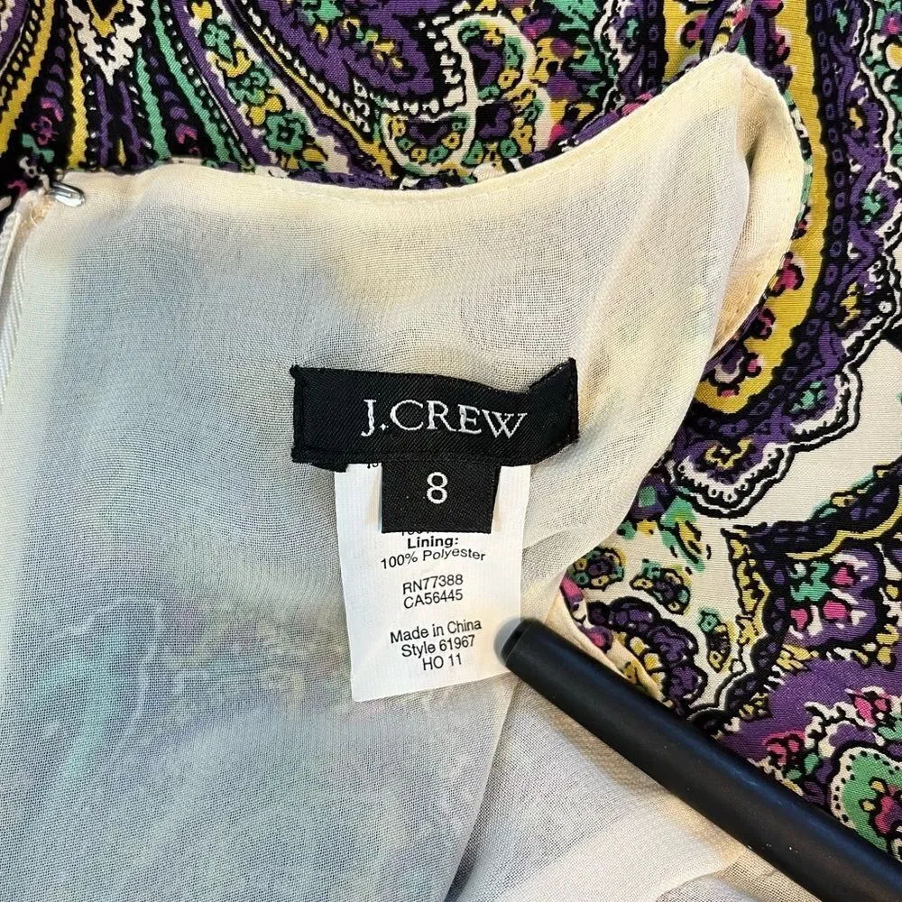 J. Crew Paisley Print Silk Spaghetti Strap‎ Dress